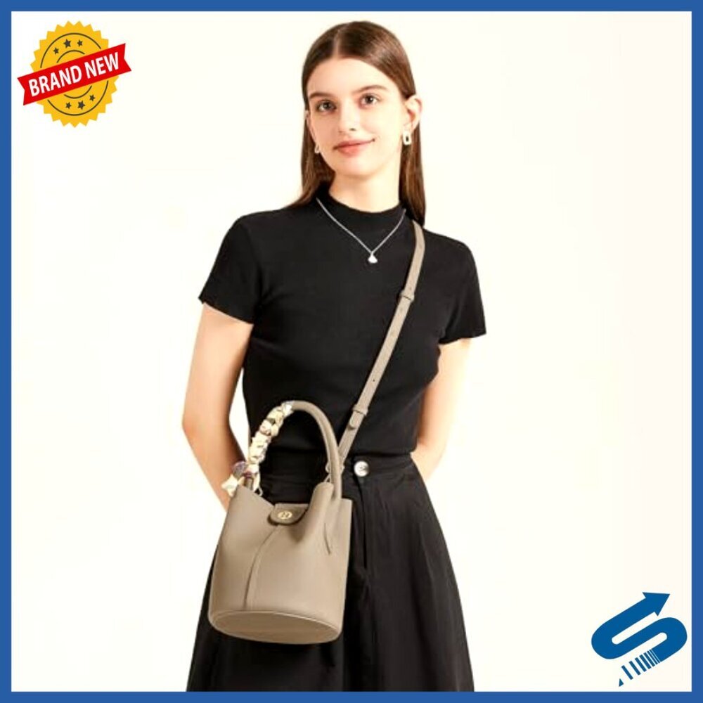 Vegan Leather Mini Bucket Crossbody Bag Removable Strap Chic Travel Essential - Picture 2 of 7